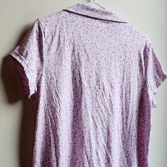Laura Ashley Purple Floral Button Down Pajama Shirt Size Medium - Picture 13 of 16